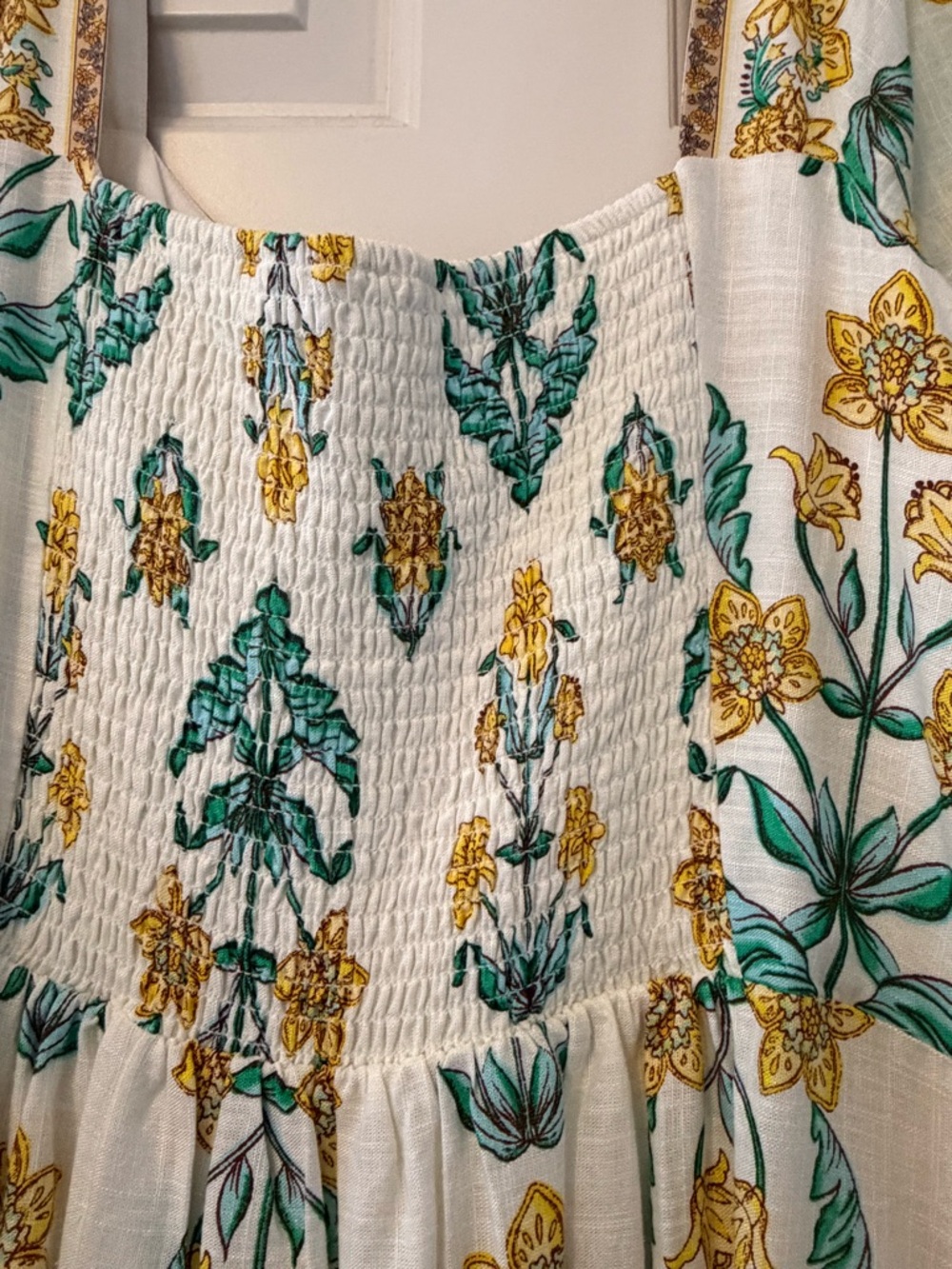 Draper James White Sleeveless Floral Top with Yellow and Teal Accents - Picture 5 of 6